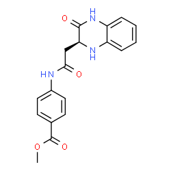ChemSpider 2D Image | Methyl 4-({[(2S)-3-oxo-1,2,3,4-tetrahydro-2-quinoxalinyl]acetyl}amino)benzoate | C18H17N3O4