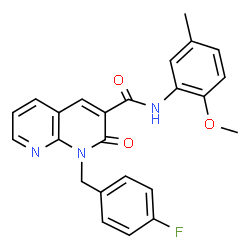 ChemSpider 2D Image | 1-(4-Fluorobenzyl)-N-(2-methoxy-5-methylphenyl)-2-oxo-1,2-dihydro-1,8-naphthyridine-3-carboxamide | C24H20FN3O3