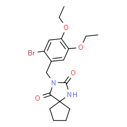 ChemSpider 2D Image | 3-(2-Bromo-4,5-diethoxybenzyl)-1,3-diazaspiro[4.4]nonane-2,4-dione | C18H23BrN2O4