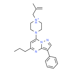 ChemSpider 2D Image | 1-(2-Methyl-2-propen-1-yl)-4-(3-phenyl-5-propylpyrazolo[1,5-a]pyrimidin-7-yl)piperazin-1-ium | C23H30N5