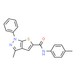 ChemSpider 2D Image | 3-Methyl-N-(4-methylphenyl)-1-phenyl-1H-thieno[2,3-c]pyrazole-5-carboxamide | C20H17N3OS