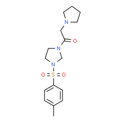 ChemSpider 2D Image | 2-Pyrrolidin-1-yl-1-[3-(toluene-4-sulfonyl)-imidazolidin-1-yl]-ethanone | C16H23N3O3S