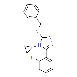 ChemSpider 2D Image | 3-(Benzylsulfanyl)-4-cyclopropyl-5-(2-fluorophenyl)-4H-1,2,4-triazole | C18H16FN3S