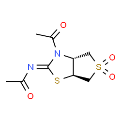 ChemSpider 2D Image | N-[(2Z,3aR,6aS)-3-Acetyl-5,5-dioxidotetrahydrothieno[3,4-d][1,3]thiazol-2(3H)-ylidene]acetamide | C9H12N2O4S2