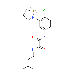 ChemSpider 2D Image | N-[4-Chloro-3-(1,1-dioxido-1,2-thiazolidin-2-yl)phenyl]-N'-(3-methylbutyl)ethanediamide | C16H22ClN3O4S