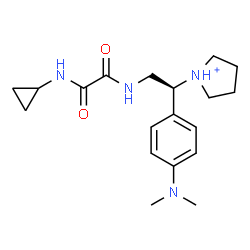 ChemSpider 2D Image | 1-{(1S)-2-{[(Cyclopropylamino)(oxo)acetyl]amino}-1-[4-(dimethylamino)phenyl]ethyl}pyrrolidinium | C19H29N4O2