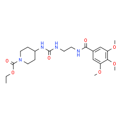 ChemSpider 2D Image | Ethyl 4-[({2-[(3,4,5-trimethoxybenzoyl)amino]ethyl}carbamoyl)amino]-1-piperidinecarboxylate | C21H32N4O7