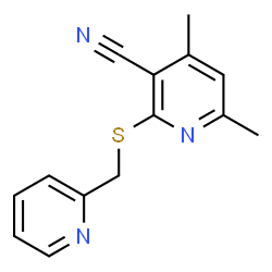 ChemSpider 2D Image | 4,6-Dimethyl-2-(pyridin-2-ylmethylsulfanyl)-nicotinonitrile | C14H13N3S