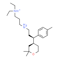 ChemSpider 2D Image | N'-[(3R)-3-[(4S)-2,2-Dimethyltetrahydro-2H-pyran-4-yl]-3-(4-methylphenyl)propyl]-N,N-diethyl-1,3-propanediaminium | C24H44N2O