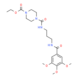 ChemSpider 2D Image | Ethyl 4-({3-[(3,4,5-trimethoxybenzoyl)amino]propyl}carbamoyl)-1-piperazinecarboxylate | C21H32N4O7