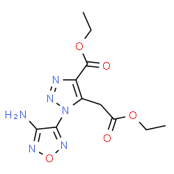 ChemSpider 2D Image | Ethyl 1-(4-amino-1,2,5-oxadiazol-3-yl)-5-(2-ethoxy-2-oxoethyl)-1H-1,2,3-triazole-4-carboxylate | C11H14N6O5