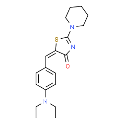 ChemSpider 2D Image | (5E)-5-[4-(Diethylamino)benzylidene]-2-(1-piperidinyl)-1,3-thiazol-4(5H)-one | C19H25N3OS