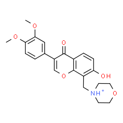 ChemSpider 2D Image | 4-{[3-(3,4-Dimethoxyphenyl)-7-hydroxy-4-oxo-4H-chromen-8-yl]methyl}morpholin-4-ium | C22H24NO6