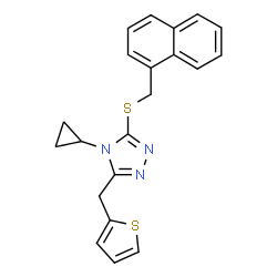 ChemSpider 2D Image | 4-Cyclopropyl-3-[(1-naphthylmethyl)sulfanyl]-5-(2-thienylmethyl)-4H-1,2,4-triazole | C21H19N3S2