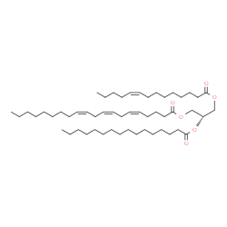 ChemSpider 2D Image | (2S)-2-(Palmitoyloxy)-3-[(9Z)-9-tetradecenoyloxy]propyl (5Z,8Z,11Z)-5,8,11-icosatrienoate | C53H94O6