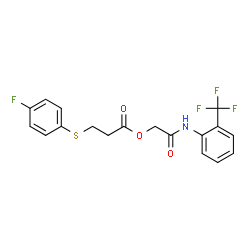 ChemSpider 2D Image | 2-Oxo-2-{[2-(trifluoromethyl)phenyl]amino}ethyl 3-[(4-fluorophenyl)sulfanyl]propanoate | C18H15F4NO3S