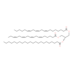 ChemSpider 2D Image | (2S)-1-[(8Z,11Z,14Z)-8,11,14-Icosatrienoyloxy]-3-[(6Z,9Z,12Z,15Z)-6,9,12,15-octadecatetraenoyloxy]-2-propanyl docosanoate | C63H108O6