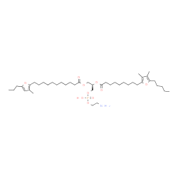 ChemSpider 2D Image | (2R)-3-{[(2-Aminoethoxy)(hydroxy)phosphoryl]oxy}-2-{[9-(3,4-dimethyl-5-pentyl-2-furyl)nonanoyl]oxy}propyl 11-(3-methyl-5-propyl-2-furyl)undecanoate | C44H76NO10P