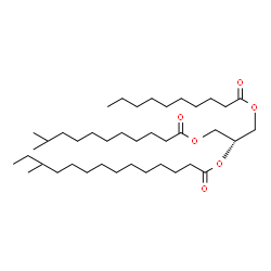 ChemSpider 2D Image | 1-(Decanoyloxy)-3-[(10-methylundecanoyl)oxy]-2-propanyl 12-methyltetradecanoate | C40H76O6