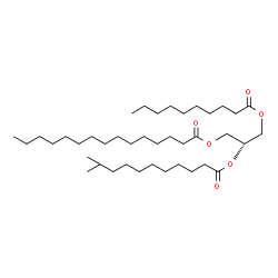 ChemSpider 2D Image | 3-(Decanoyloxy)-2-[(10-methylundecanoyl)oxy]propyl pentadecanoate | C40H76O6