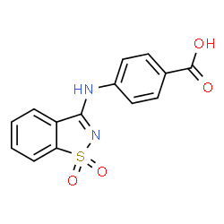 ChemSpider 2D Image | 4-[(1,1-Dioxido-1,2-benzothiazol-3-yl)amino]benzoic acid | C14H10N2O4S