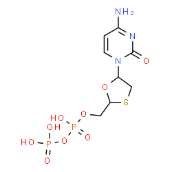 ChemSpider 2D Image | [5-(4-Amino-2-oxo-1(2H)-pyrimidinyl)-1,3-oxathiolan-2-yl]methyl trihydrogen diphosphate | C8H13N3O9P2S