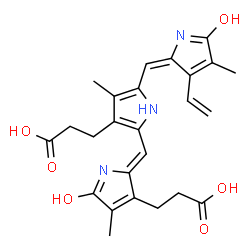 ChemSpider 2D Image | 3-(2-{(Z)-[3-(2-Carboxyethyl)-5-hydroxy-4-methyl-2H-pyrrol-2-ylidene]methyl}-5-[(E)-(5-hydroxy-4-methyl-3-vinyl-2H-pyrrol-2-ylidene)methyl]-4-methyl-1H-pyrrol-3-yl)propanoic acid | C25H27N3O6