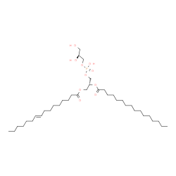 ChemSpider 2D Image | (2R)-3-({[(2S)-2,3-Dihydroxypropoxy](hydroxy)phosphoryl}oxy)-2-(palmitoyloxy)propyl (9E)-9-hexadecenoate | C38H73O10P