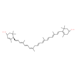 ChemSpider 2D Image | (1R,4R)-4-{(1E,3E,5E,7Z,10E,12E,14E,16E,18E)-19-[(4R)-4-Hydroxy-2,6,6-trimethyl-1-cyclohexen-1-yl]-4,8,13,17-tetramethyl-1,3,5,7,10,12,14,16,18-nonadecanonaen-1-yl}-3,5,5-trimethyl-2-cyclohexen-1-ol | C41H58O2