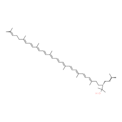ChemSpider 2D Image | (3R,6E,8E,10E,12E,14E,16E,18E,20E,22E,24E,26E)-2,6,10,14,19,23,27,31-Octamethyl-3-(3-methyl-2-buten-1-yl)-6,8,10,12,14,16,18,20,22,24,26,30-dotriacontadodecaen-2-ol (non-preferred name) | C45H66O