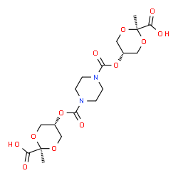 ChemSpider 2D Image | ({Trans)-5,5'-[1,4-piperazinediylbis(carbonyloxy)]bis(2-methyl-1,3-dioxane-2-carboxylic acid) | C18H26N2O12