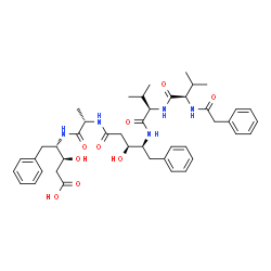ChemSpider 2D Image | (4R,7R,10S,11S,15S,18S,19S)-10,18-Dibenzyl-11,19-dihydroxy-4,7-diisopropyl-15-methyl-2,5,8,13,16-pentaoxo-1-phenyl-3,6,9,14,17-pentaazahenicosan-21-oic acid (non-preferred name) | C43H57N5O9