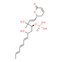 ChemSpider 2D Image | (1E,3R,4S,6R,7E,9E,11E)-3,6-Dihydroxy-3-methyl-1-[(2R)-6-oxo-3,6-dihydro-2H-pyran-2-yl]-1,7,9,11-tridecatetraen-4-yl dihydrogen phosphate | C19H27O8P