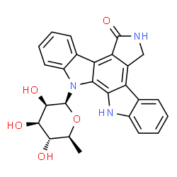 ChemSpider 2D Image | 13-(6-Deoxy-beta-L-mannopyranosyl)-6,7,12,13-tetrahydro-5H-indolo[2,3-a]pyrrolo[3,4-c]carbazol-5-one | C26H23N3O5