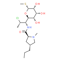 ChemSpider 2D Image | Methyl (5R)-5-[(1S,2S)-2-chloro-1-{[(4R)-1-methyl-4-propyl-L-prolyl]amino}propyl]-1-thio-alpha-D-ribopyranoside | C18H33ClN2O5S