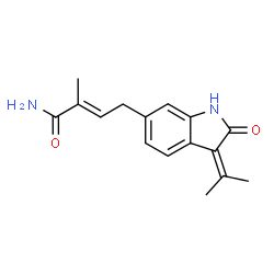 ChemSpider 2D Image | (2E)-4-(3-Isopropylidene-2-oxo-2,3-dihydro-1H-indol-6-yl)-2-methyl-2-butenamide | C16H18N2O2