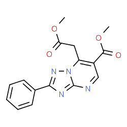 ChemSpider 2D Image | Methyl 7-(2-methoxy-2-oxoethyl)-2-phenyl[1,2,4]triazolo[1,5-a]pyrimidine-6-carboxylate | C16H14N4O4