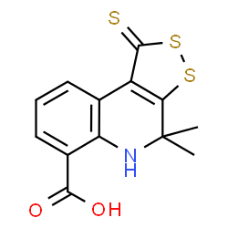 ChemSpider 2D Image | 4,4-Dimethyl-1-thioxo-4,5-dihydro-1H-[1,2]dithiolo[3,4-c]quinoline-6-carboxylic acid | C13H11NO2S3