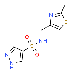 ChemSpider 2D Image | N-[(2-Methyl-1,3-thiazol-4-yl)methyl]-1H-pyrazole-4-sulfonamide | C8H10N4O2S2