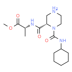ChemSpider 2D Image | Methyl N-{[(2S)-1-(cyclohexylcarbamoyl)piperazin-4-ium-2-yl]carbonyl}-D-alaninate | C16H29N4O4