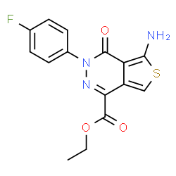 ChemSpider 2D Image | ethyl 5-amino-3-(4-fluorophenyl)-4-oxothieno[3,4-d]pyridazine-1-carboxylate | C15H12FN3O3S