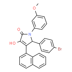 ChemSpider 2D Image | 5-(4-Bromophenyl)-3-hydroxy-1-(3-methoxyphenyl)-4-(1-naphthyl)-1,5-dihydro-2H-pyrrol-2-one | C27H20BrNO3