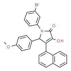 ChemSpider 2D Image | 1-(3-Bromophenyl)-3-hydroxy-5-(4-methoxyphenyl)-4-(1-naphthyl)-1,5-dihydro-2H-pyrrol-2-one | C27H20BrNO3