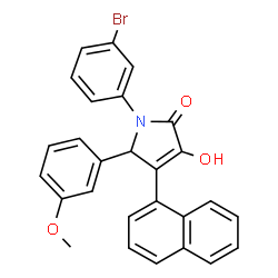 ChemSpider 2D Image | 1-(3-Bromophenyl)-3-hydroxy-5-(3-methoxyphenyl)-4-(1-naphthyl)-1,5-dihydro-2H-pyrrol-2-one | C27H20BrNO3