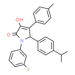 ChemSpider 2D Image | 1-(3-Fluorophenyl)-3-hydroxy-5-(4-isopropylphenyl)-4-(4-methylphenyl)-1,5-dihydro-2H-pyrrol-2-one | C26H24FNO2