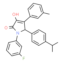 ChemSpider 2D Image | 1-(3-Fluorophenyl)-3-hydroxy-5-(4-isopropylphenyl)-4-(3-methylphenyl)-1,5-dihydro-2H-pyrrol-2-one | C26H24FNO2