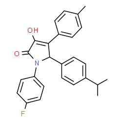 ChemSpider 2D Image | 1-(4-Fluorophenyl)-3-hydroxy-5-(4-isopropylphenyl)-4-(4-methylphenyl)-1,5-dihydro-2H-pyrrol-2-one | C26H24FNO2