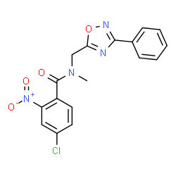 ChemSpider 2D Image | 4-Chloro-N-methyl-2-nitro-N-[(3-phenyl-1,2,4-oxadiazol-5-yl)methyl]benzamide | C17H13ClN4O4