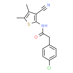ChemSpider 2D Image | 2-(4-Chlorophenyl)-N-(3-cyano-4,5-dimethyl-2-thienyl)acetamide | C15H13ClN2OS
