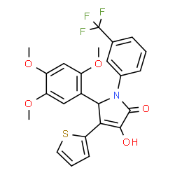 ChemSpider 2D Image | 3-Hydroxy-4-(2-thienyl)-1-[3-(trifluoromethyl)phenyl]-5-(2,4,5-trimethoxyphenyl)-1,5-dihydro-2H-pyrrol-2-one | C24H20F3NO5S